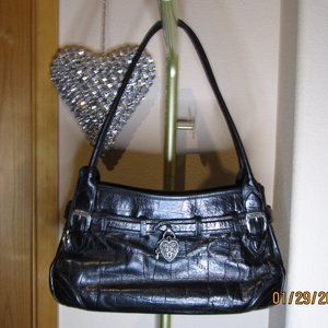 Brighton black croc embossed leather handbag purse